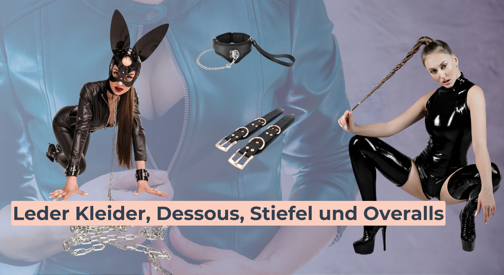 Leder Kleider, Dessous, Stiefel und Overalls